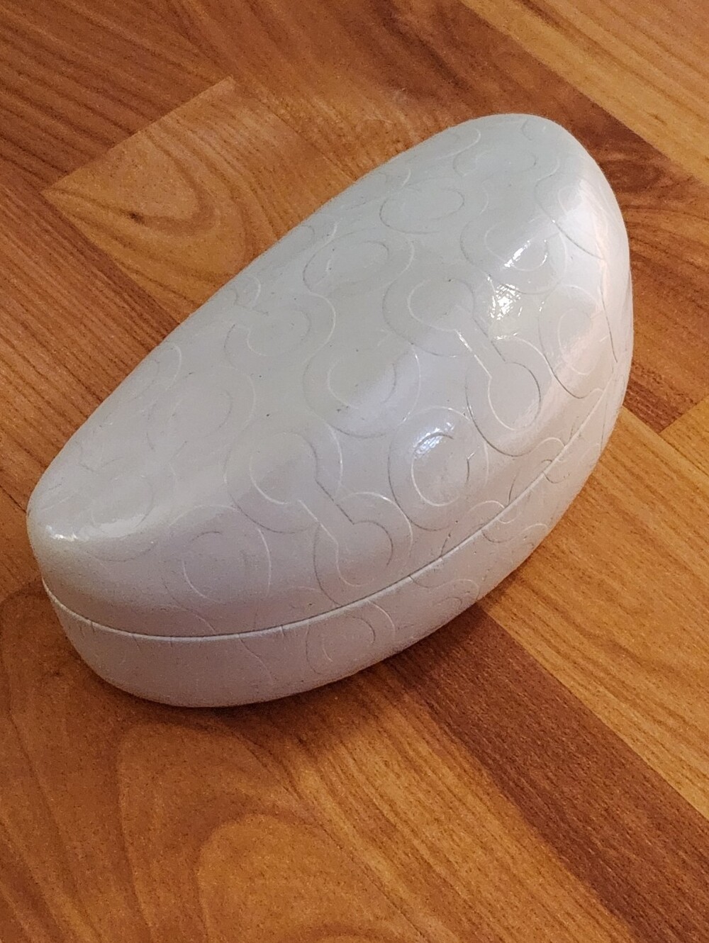 Coach White Embossed Half-Moon Glasses Case